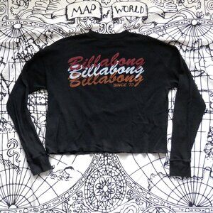 Billabong || Cropped Waffle Knit Crewneck Long Sleeve Graphic Tee